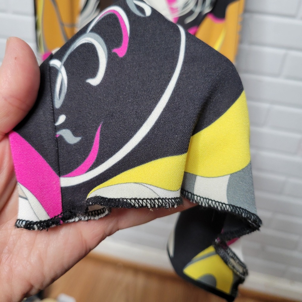 Emilio Pucci Italian Silk Blend Wide Leg Abstract Print Pants Pink Yellow 12 - Picture 12 of 13